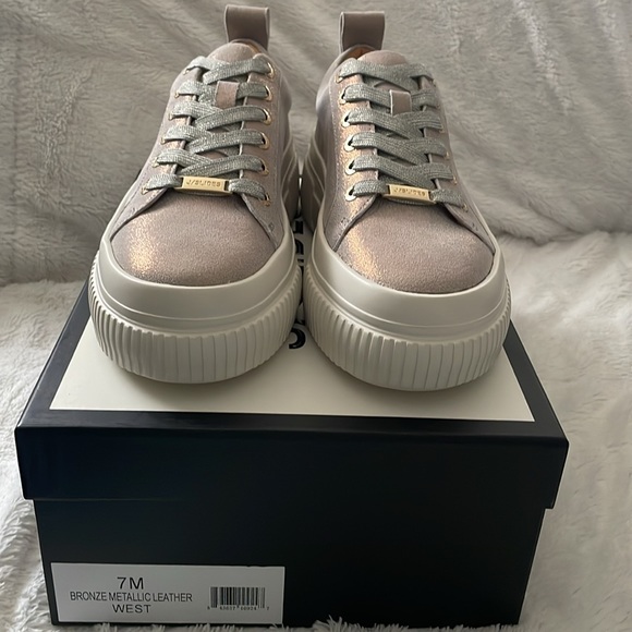 NWT J/SLIDES WEST Bronze Metallic Leather Sneaker - Picture 7 of 15